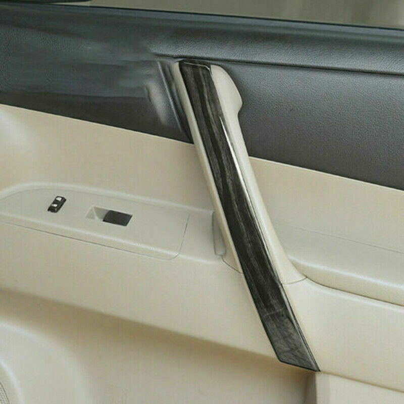 for Toyota Highlander 2008-2013 Black Wood Grain Door Armrest Strips Cover Trim