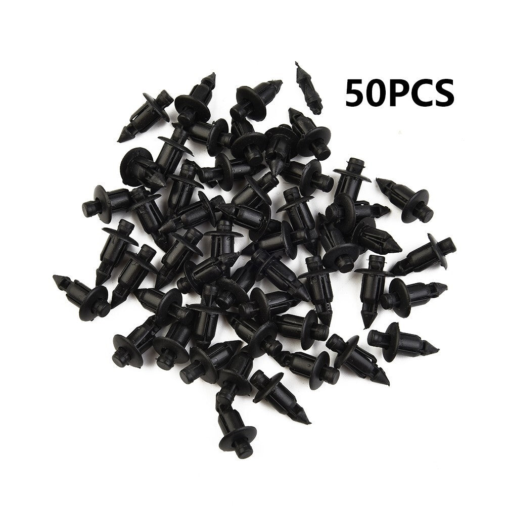 50 Pcs 6MM Plastic Snap Clips Rivets Fairings Black for Honda for Suzuki