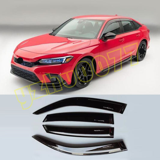 for Honda for Civic Sedan 2022-23 Black Window Visor Vent Shade Sun Rain Guard Cover