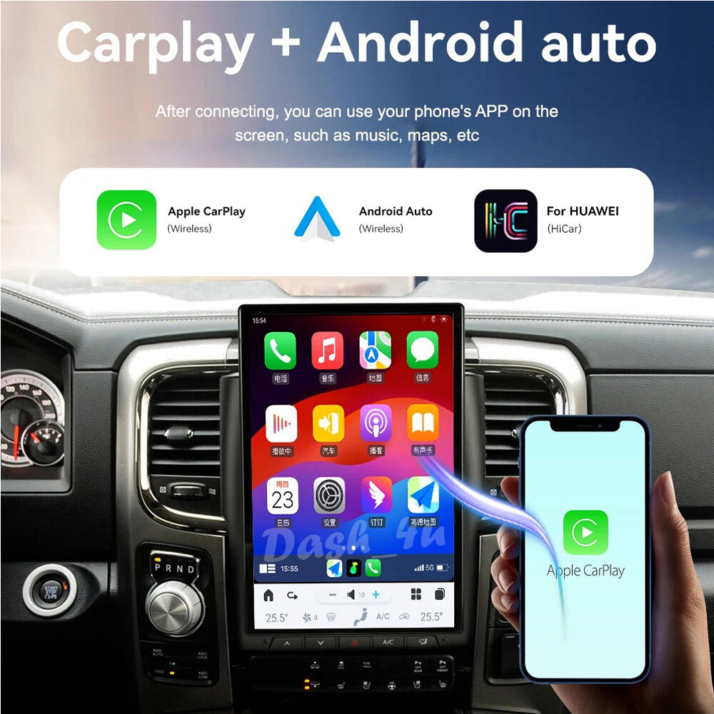for Dodge for Ram 2013-2018 Android 13.0 Vertical Screen 2K 14.4¡å Screen GPS Radio