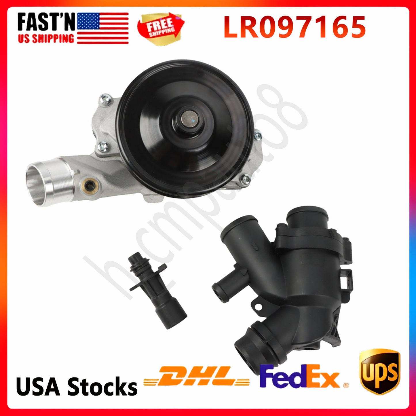 Water Pump w/ Bolts Gaskets Connector +Thermostat Kit for Jaguar for Land Rover V8 R