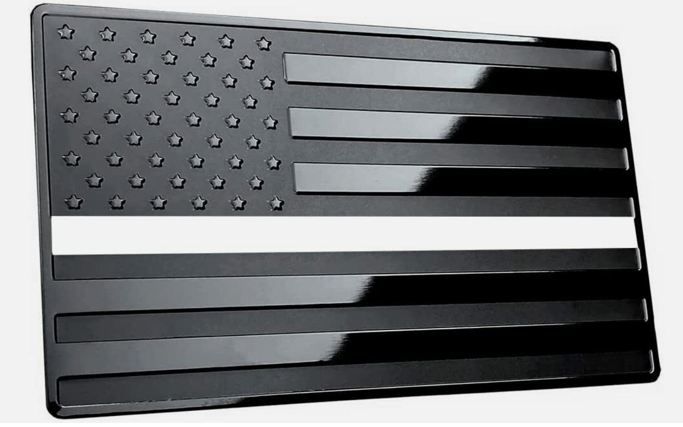 2-Piece Car Side Fender Rear Trunk Badge Stickers, Black and White, American Flag,  for ford