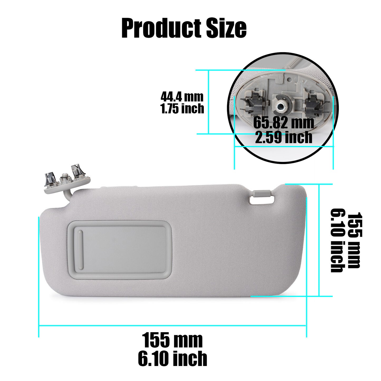 Gray sun visor with mirror on the left driver's side, model number 74320-02711-E0, suitable for Toyota for Corolla , 09-13.