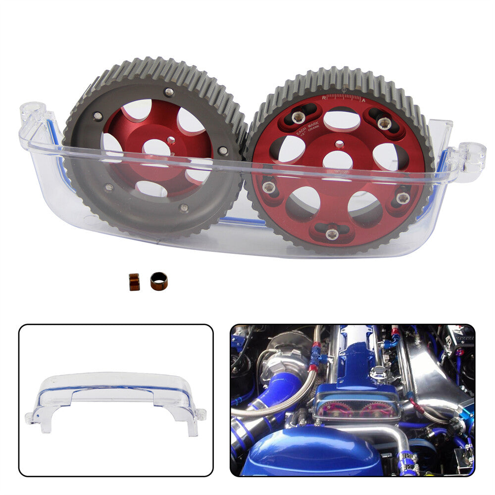Cam Cover+Cam Gear Pulley for Toyota Supra 2JZ-GTE JZA80 for Lexus SC300 IS300 Red