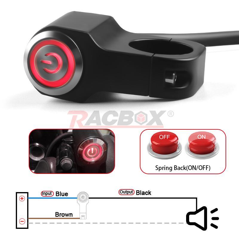 RED 7/8 Motorcycle Handlebar Control Switch Horn Push Button Lights Momentary