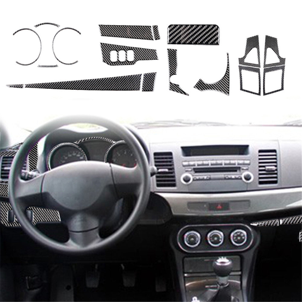 17Pcs Carbon Fiber Full Interior Kit Cover Trim for Mitsubishi Lancer 2008-2015