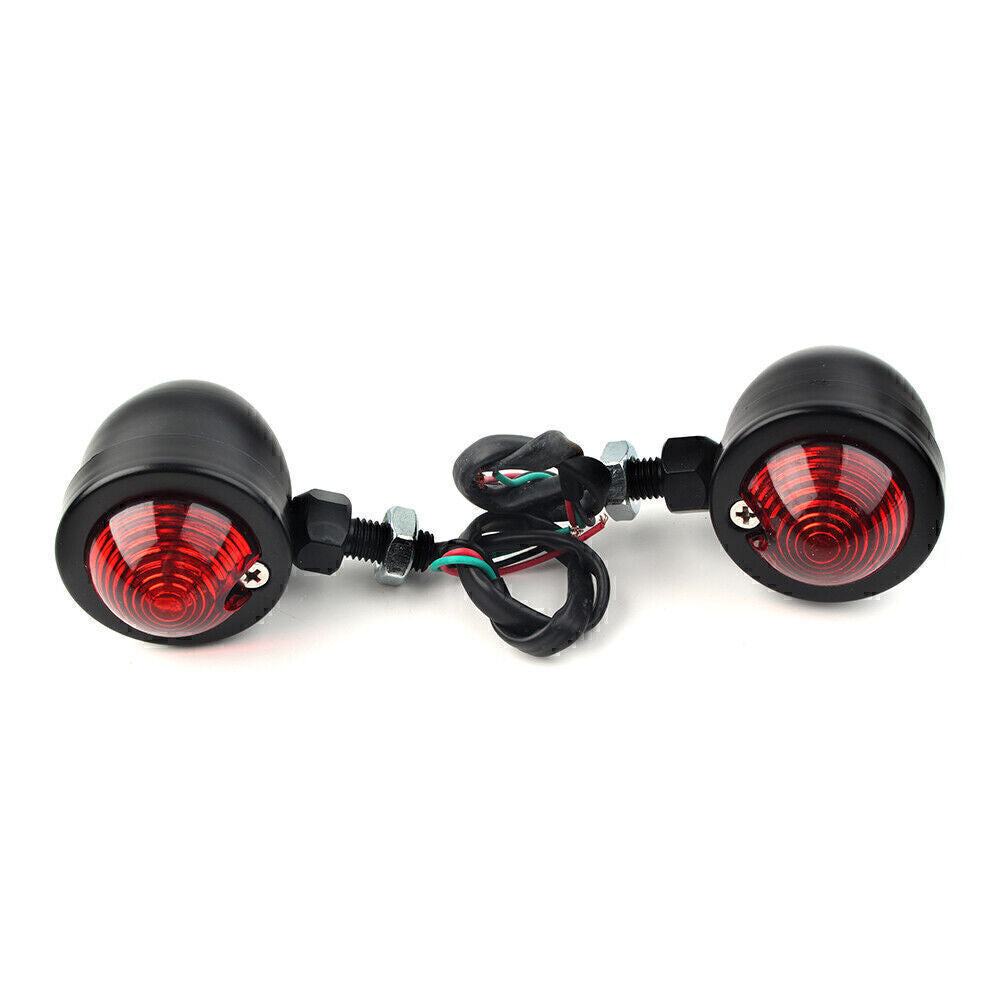 2X Black 12V Motorcycle Turn Signals Blinker Indicator Light Red Lamp UK