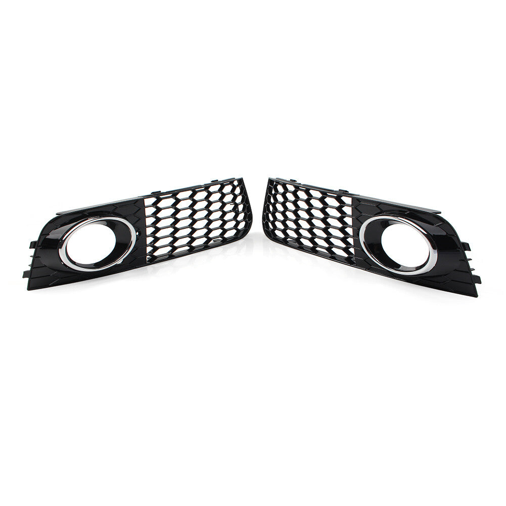 Silver Pair Honeycomb Hex Mesh Fog Light Cover for Audi A4 B8 2009-12 2011 10