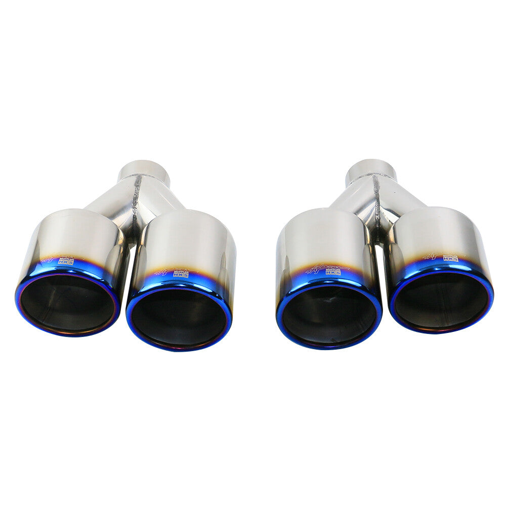 Pair Universal 2'' ID 3.5'' OD Exhaust Tips End Dual Tip Burnt Blue Tip Rolled
