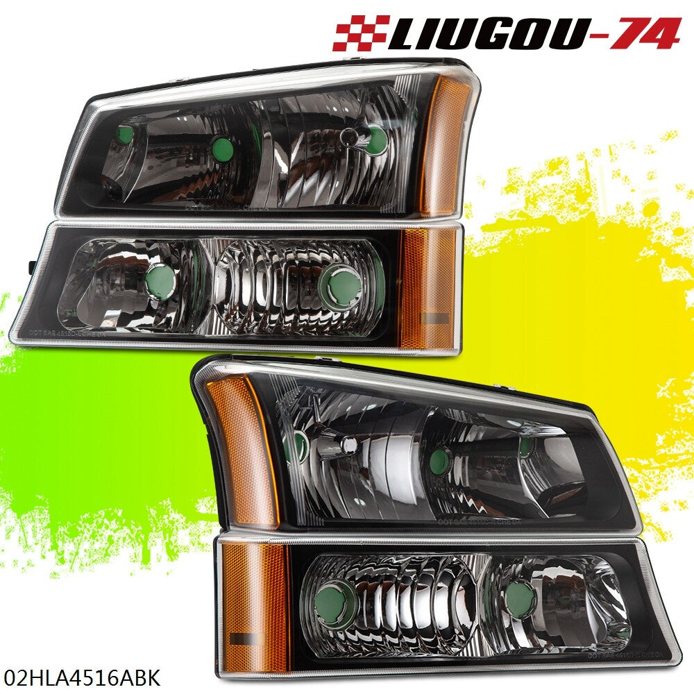 Suitable for 2003-2006 Silverado models, black exterior, headlights with parking lights + taillights (new product).