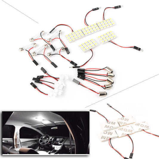 5050 15SMD Xenon Panel LED Interior Light Bulb T10 BA9S Adapters White 5PCs Car