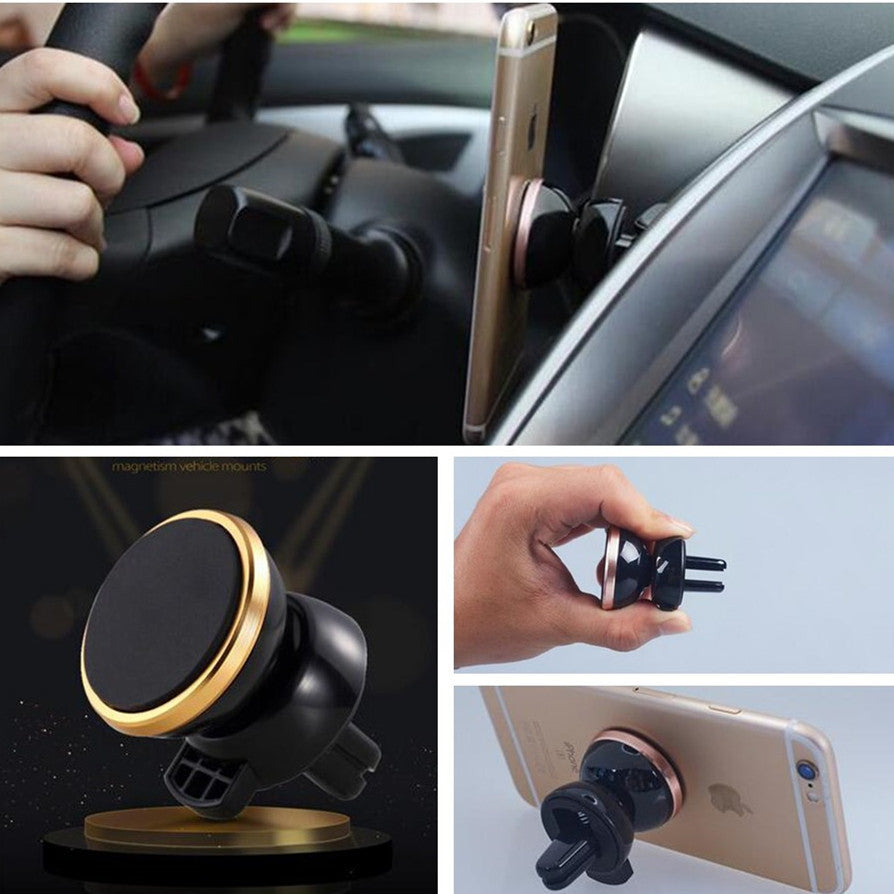 Car Air Vent Clip Phone Holder Built-in Magnet 360 Degrees Rotating Stand Outlet