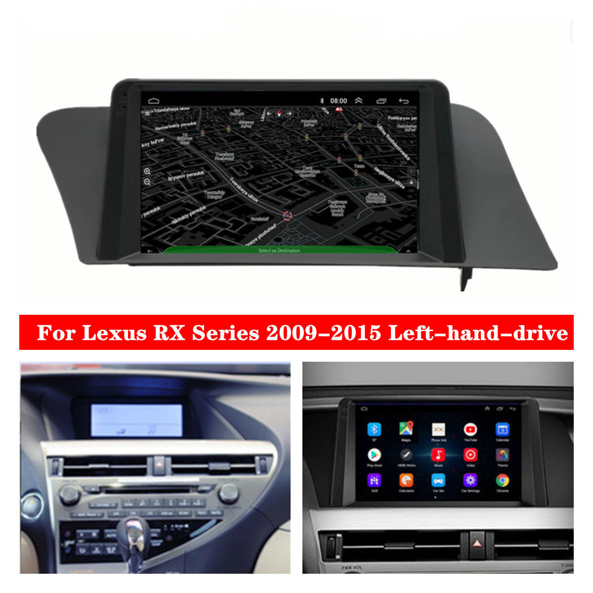 9 Android 11 Stereo Radio GPS Nav Head Unit WIFI FM for Lexus for RX Series 2009-15