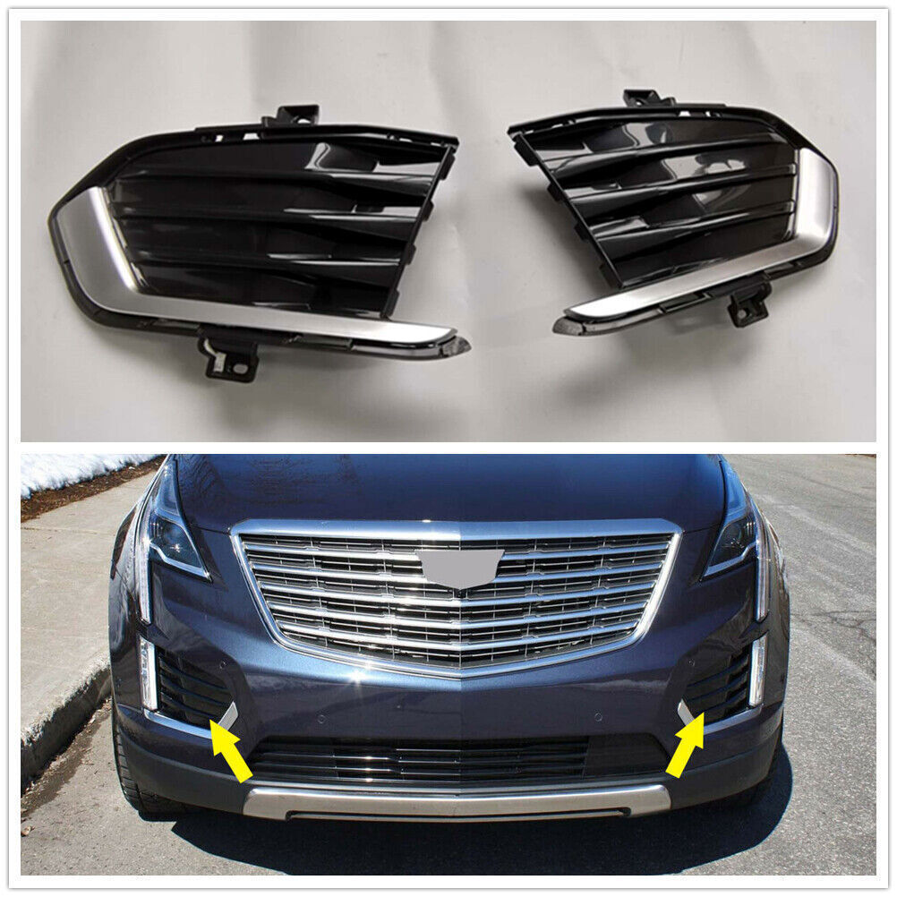 2X Pair Front Fog Light Lamp Bezel Cover Side Grille For 17-24 for Cadillac XT5 L+R
