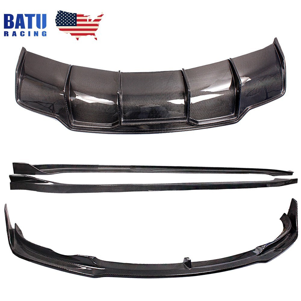 New Carbon Fiber Front/Rear Bumper+Side Skirt Body Kits for 18-23 for Tesla Model 3