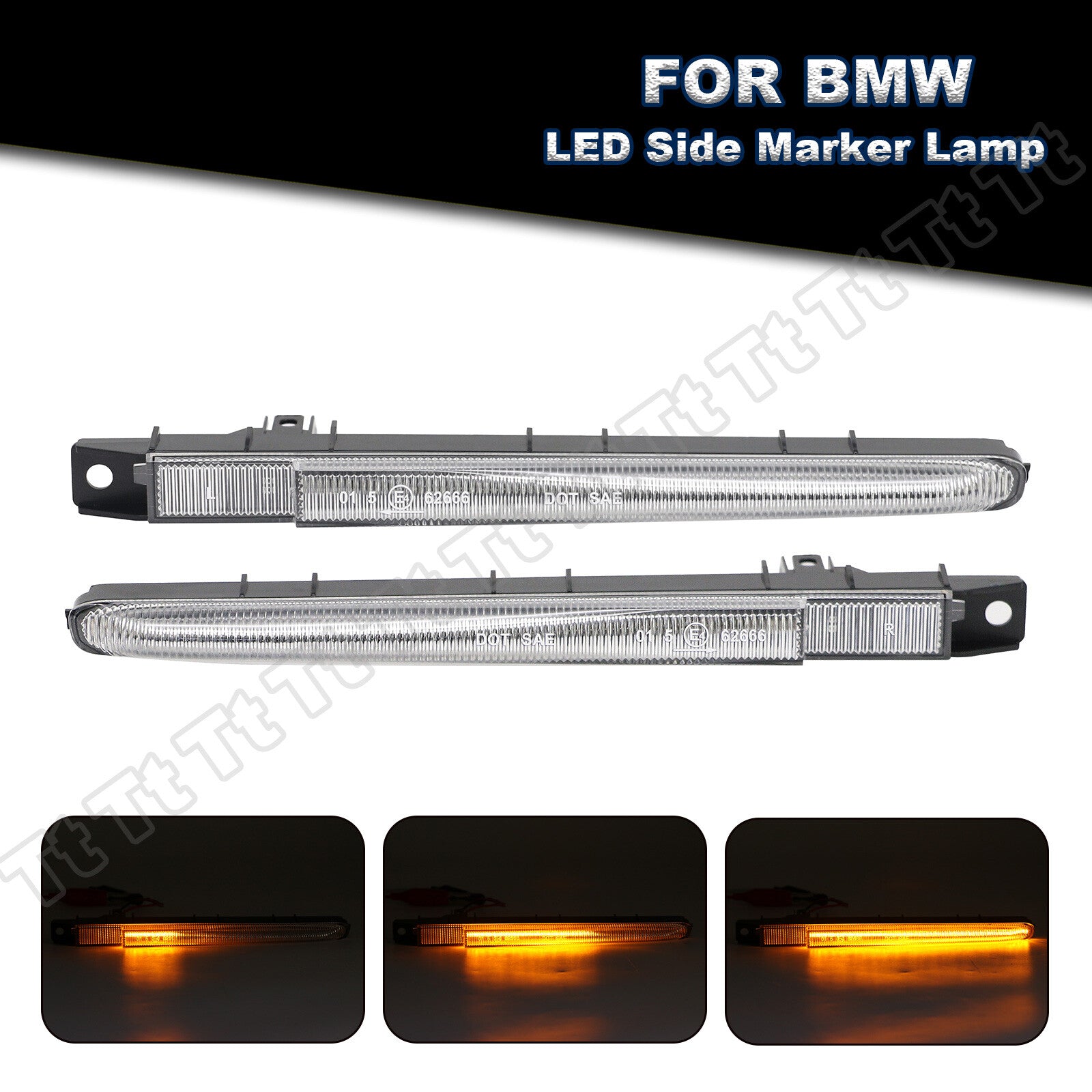 Sequential LED fender side marker lights for turn signals applicable to for BMW M3 E90 E92 E93- 07-13