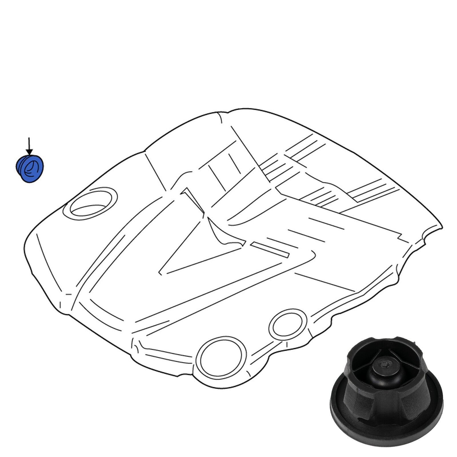 5 mounting element engine cover ball pan for Mercedes Benz C class W204