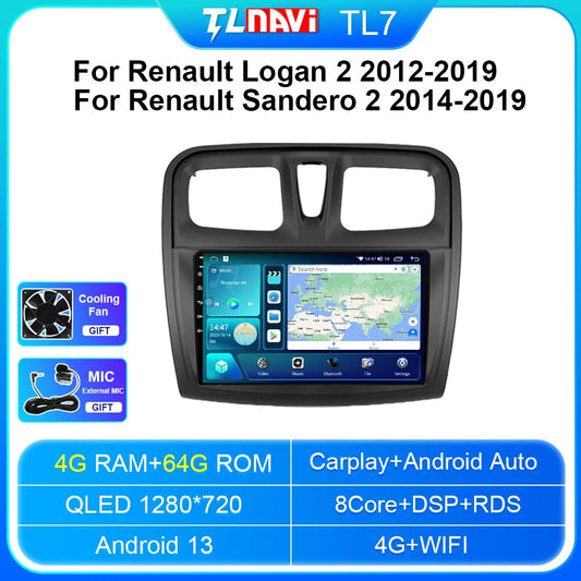 for Renault Logan 2 Sandero 2 Symbol Car Radio CarPlay GPS Video Player Screen