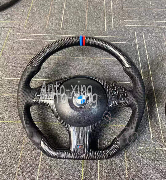 Real Carbon Fiber Steering Wheel for BMW E46 M3+ Cover (No paddle holes) 2001-06