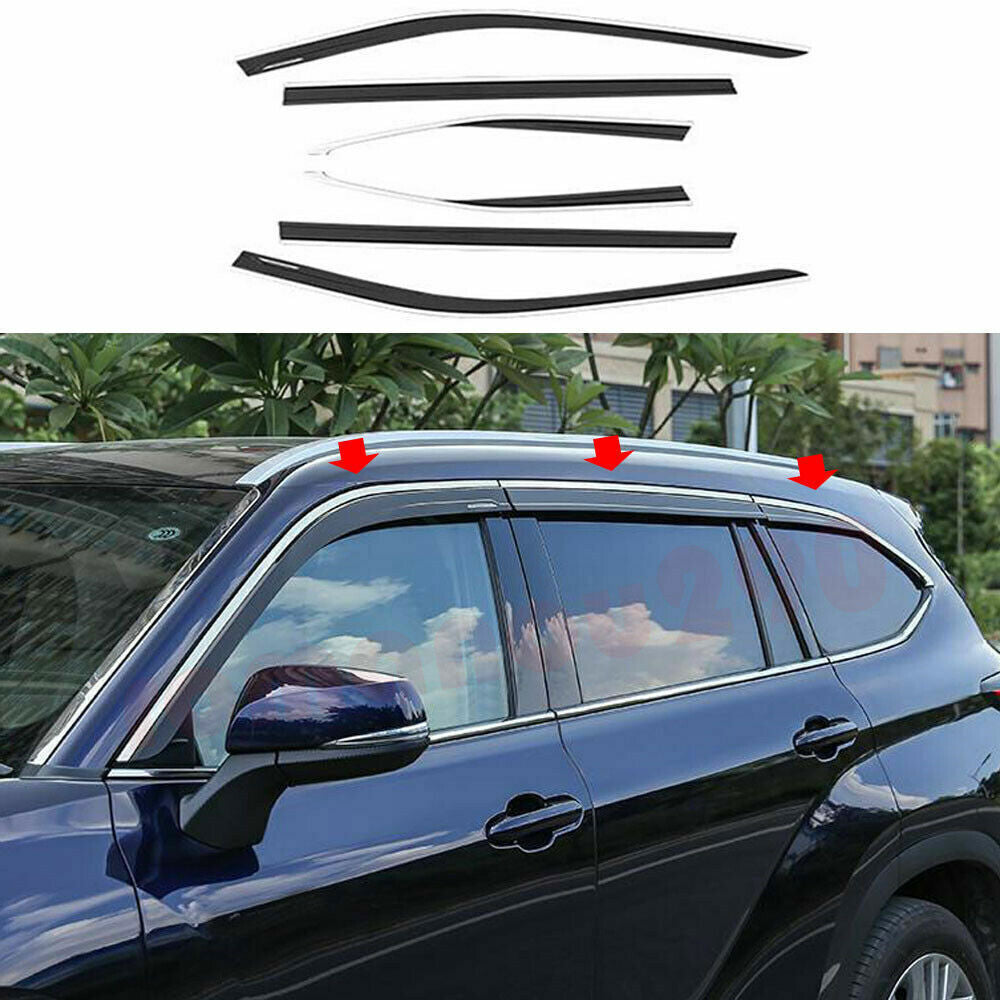 for Toyota Highlander 2020-2024 W/Chrome Window Visor Vent Shades Sun Rain Guard