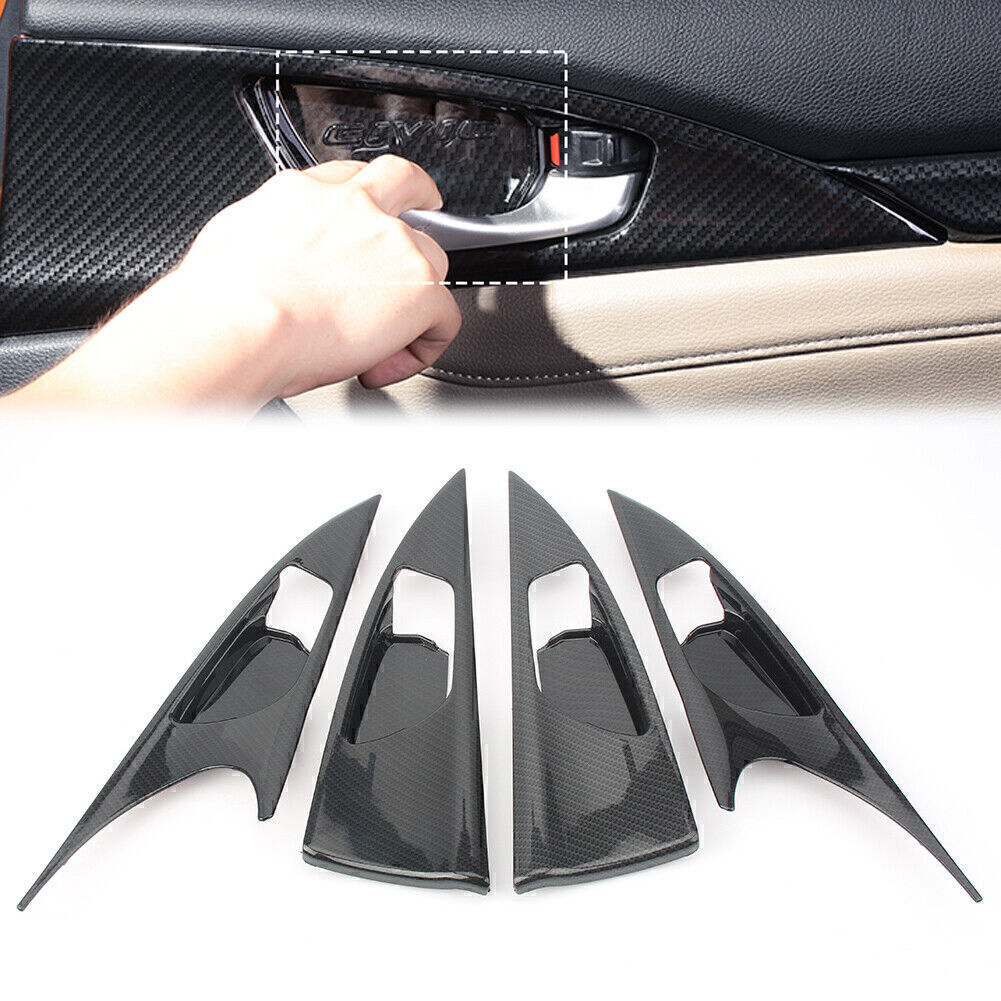 4x Car Door Interior Handle Bowl Cover Trim Fit for Honda for Civic 10TH GEN 2016 2017