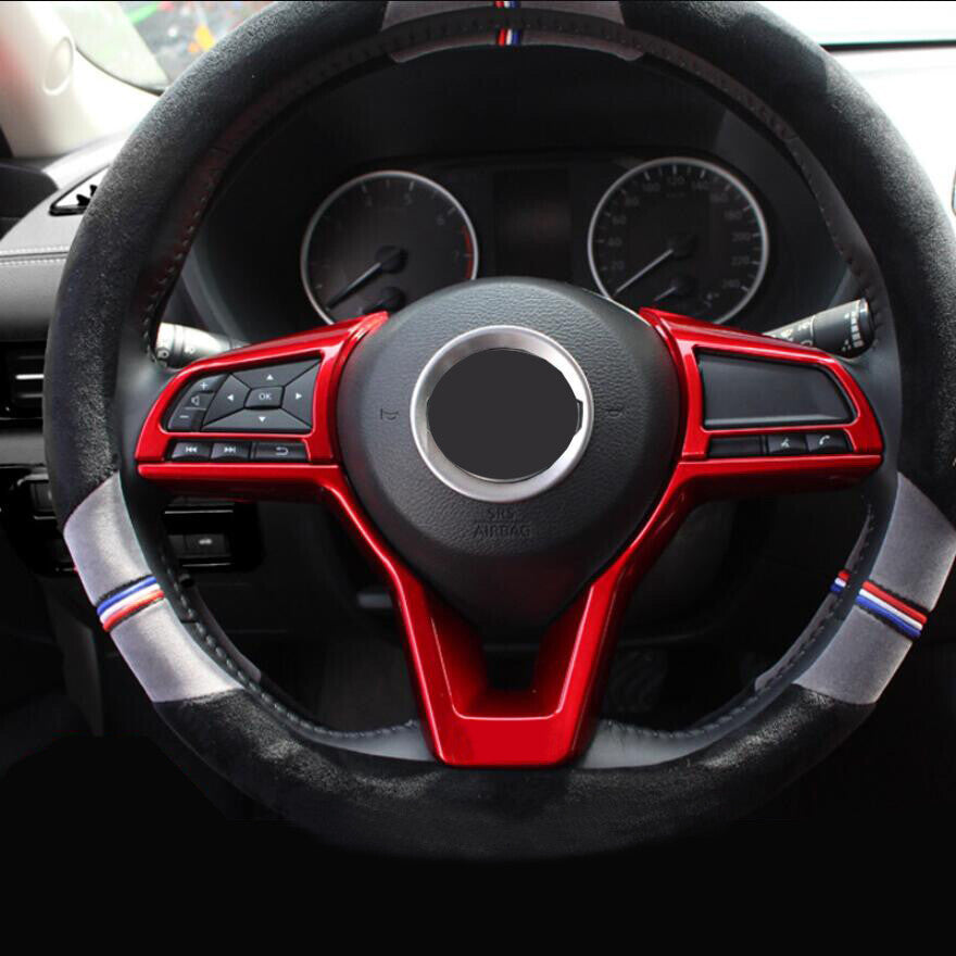 Red Steering Wheel Bezel Cover Trim for Nissan Rogue Sport 2017 - 2020 (3 Pieces)
