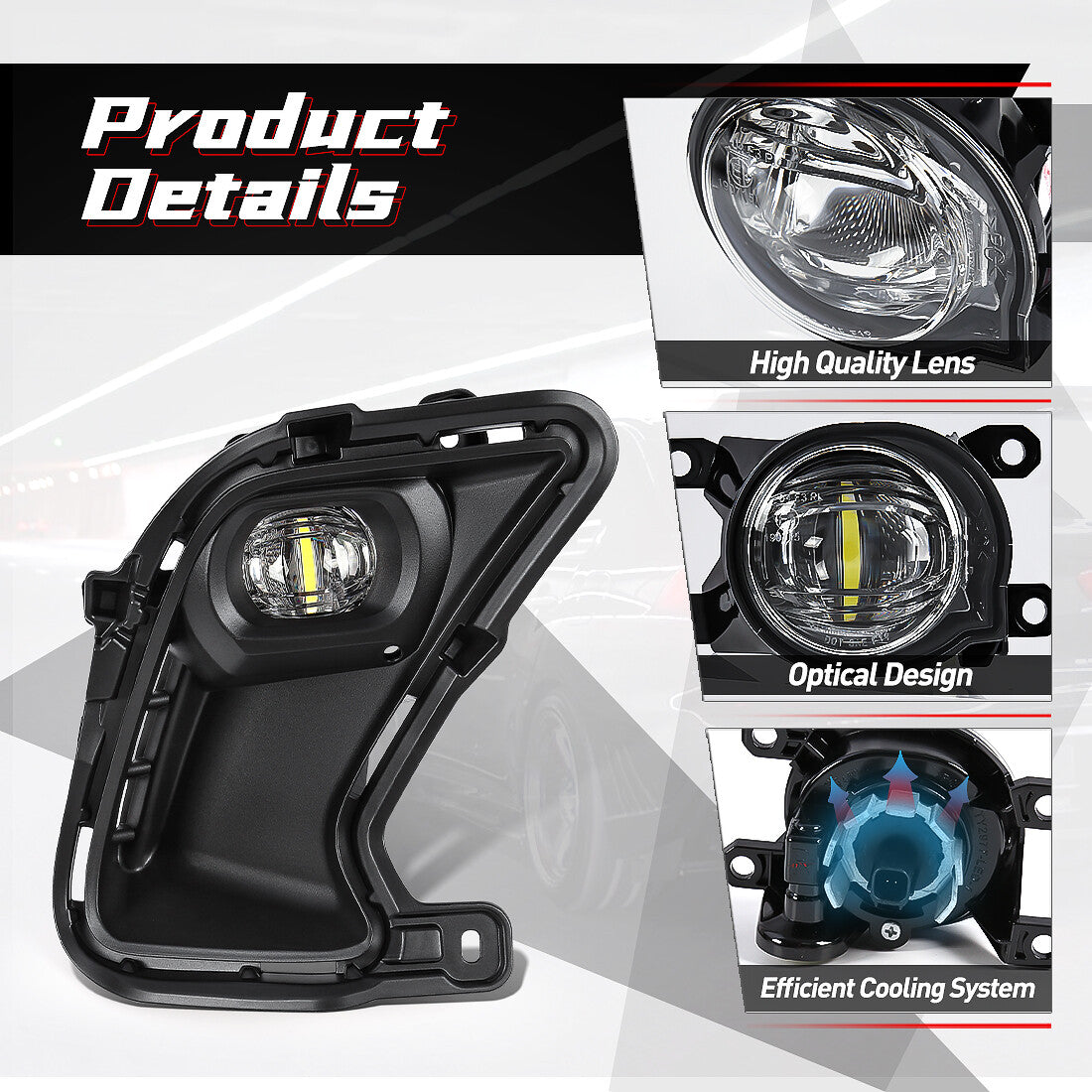 LED White Fog Light Kit Switch Bezel Wire For 2024-2025 for Toyota Grand Highlander