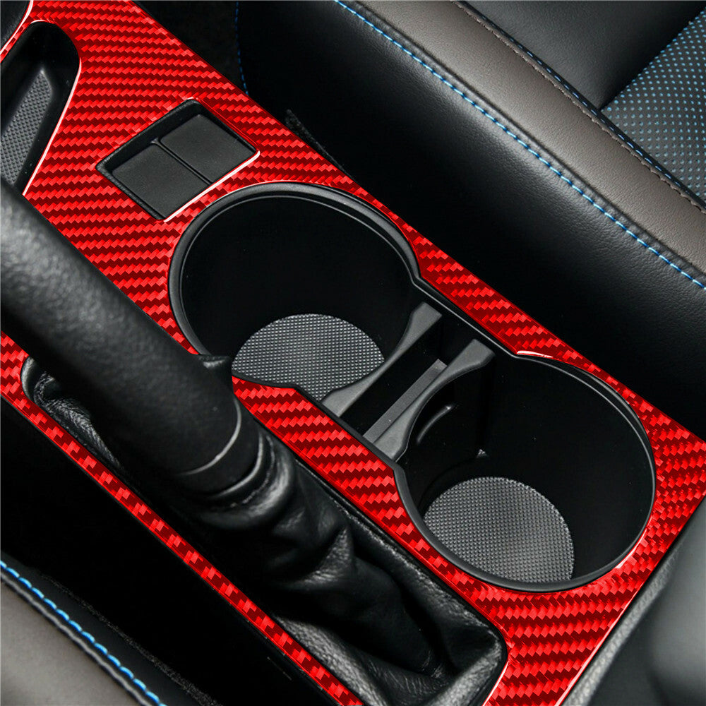 Red Carbon Fiber Inner Water Cup Holder Panel Cover For T@yota for Corolla 2014-2018