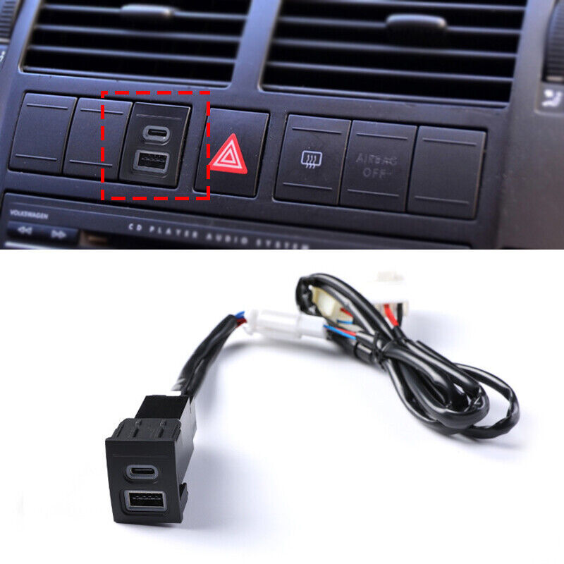 Car Sockets QC3.0 2 USB Charger Female DC12V-24V for VW Polo 2004-2009