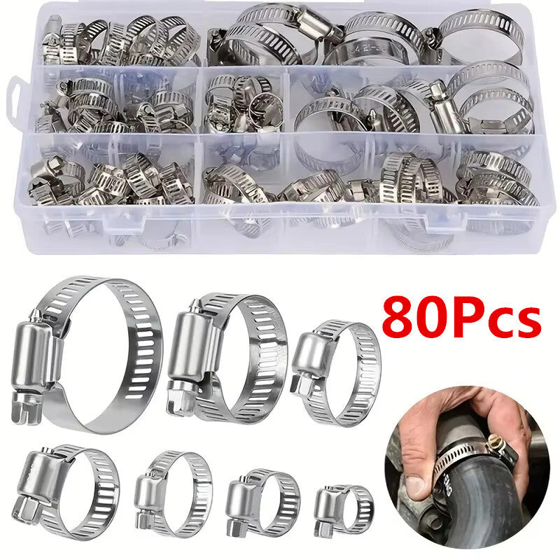 Car Stainless Steel Hose Worm Gear Clamp Strap Adjustable Pipe Ducting Hose Clip