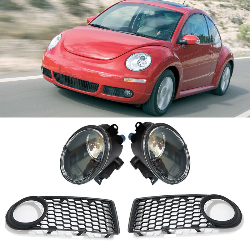 for Volkswagen for VW Beetle 2006-2010 Halogen Fog Light +Fog Lamp Cover Grille Set