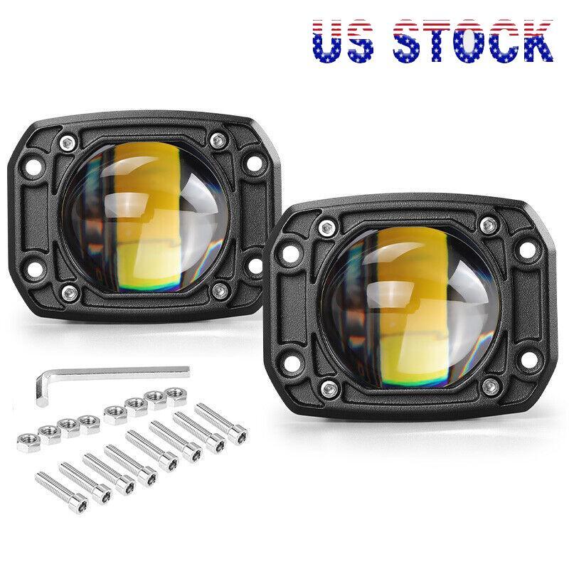 2 3inch Flush Mount LED Work Light Pods Yellow White Driving Spot Fog Off Road