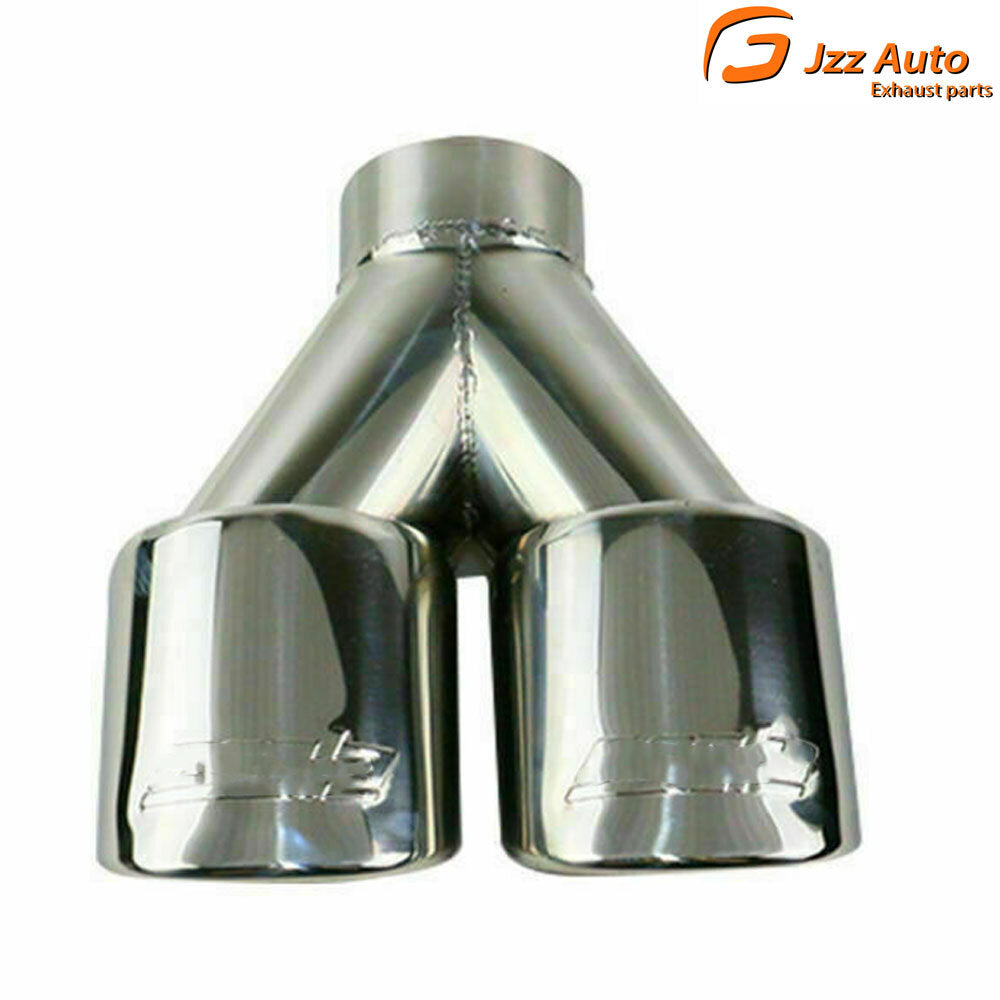 67mm Sliver Weld-on Dual Exhaust Pipe Muffler Tips Square Tip Dual Outlets