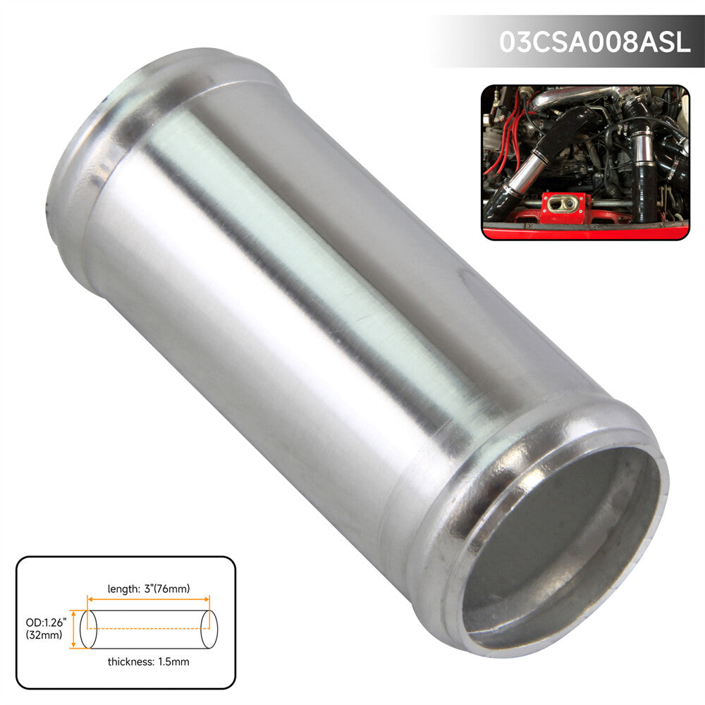 Aluminum Hose Adapter Tube Joiner Pipe Coupler Connector 32mm 1.26 Inch L=76mm