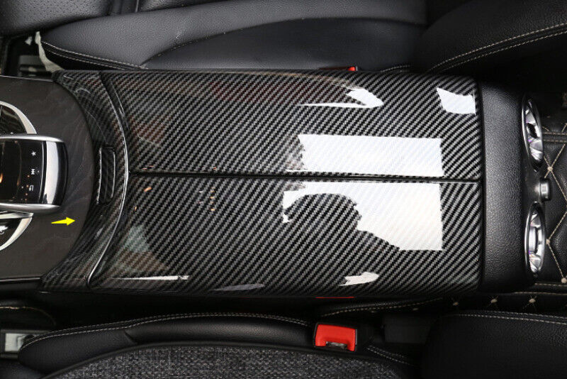 for Benz C Class 2015-2021 ABS Carbon Fiber Console Armrest Knob Trim Decor 2X