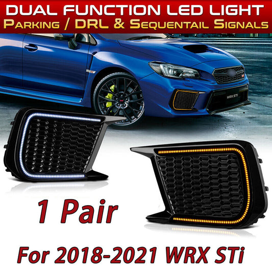 Switchback Sequential Smoked LED Fog Light Cover Bezel (DRL) for 2018-2021 WRX STi