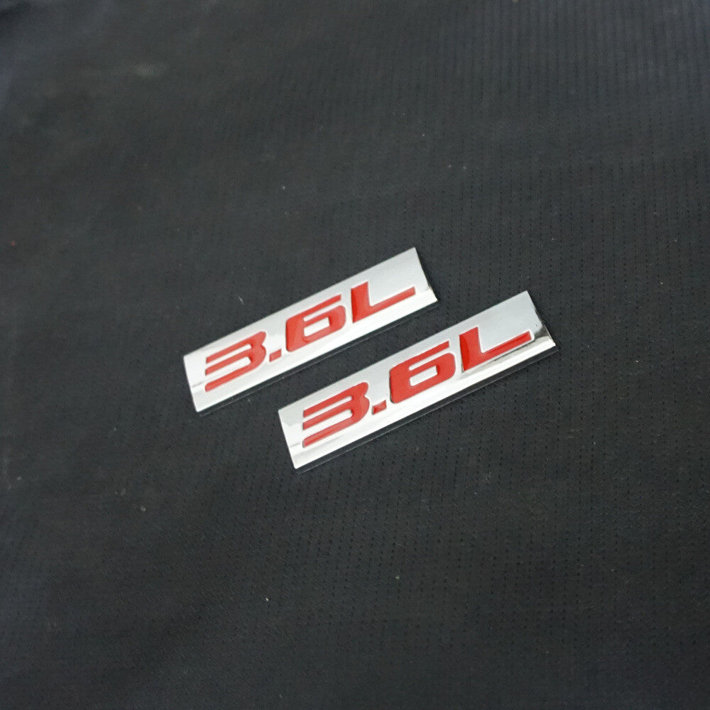 2x Chrome Red 3.6L Metal Emblem Sticker Decal Badge Diesel su Engine v6 Limited