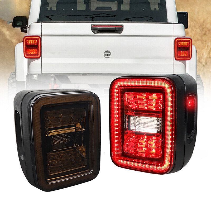for Jeep Gladiator JT 2020-22 Pair Smoked LED Tail Lights Turn Signal Side Lamp