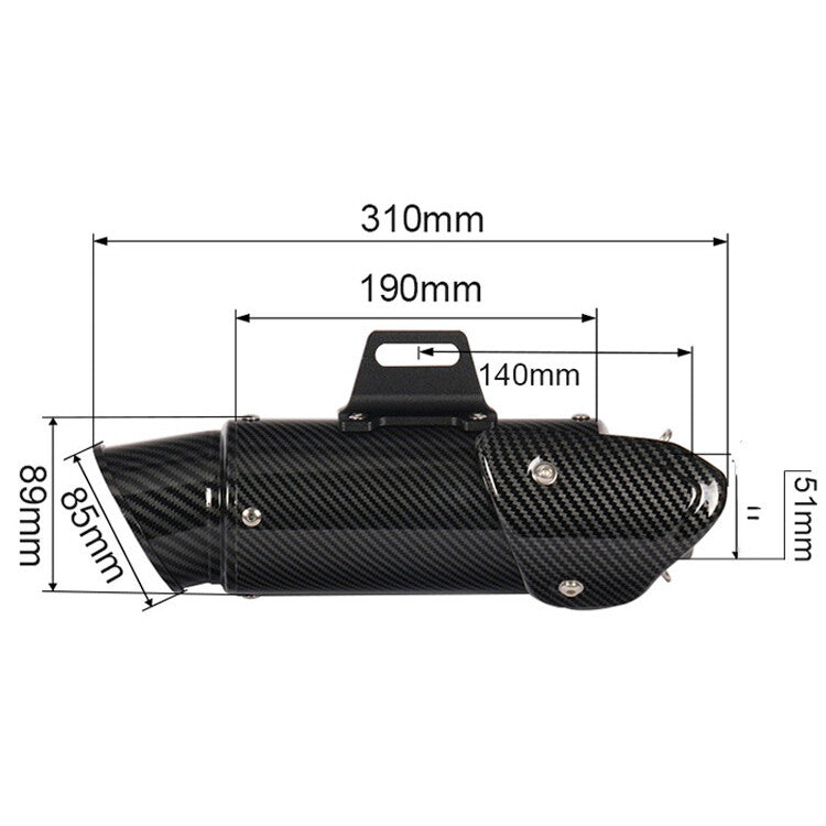 Motorcycle Exhaust Muffler Pipe 51 mm Tail Tip Vent Pipe Silencer for Kawasaki