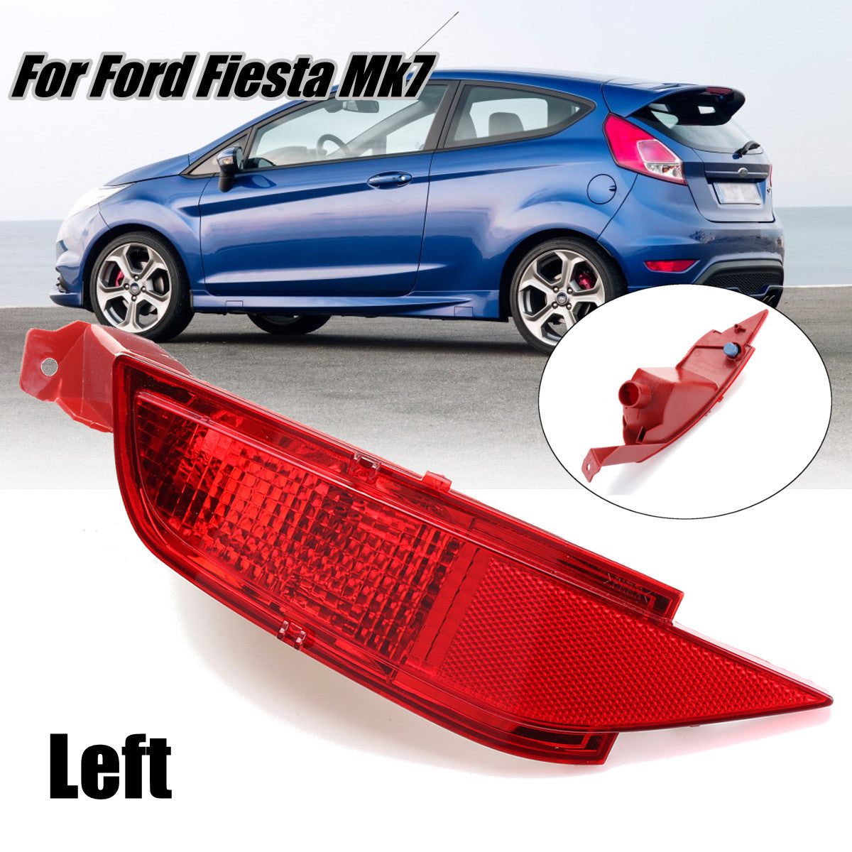 Rear bumper fog light lens cover reflector ABS left side applicable to for Ford Fiesta Mk.7 2008-12