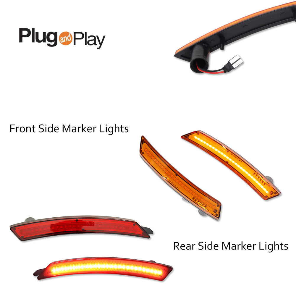 Front and rear amber/red full LED side marker lights kit for 2007-13/14 for Mini Cooper