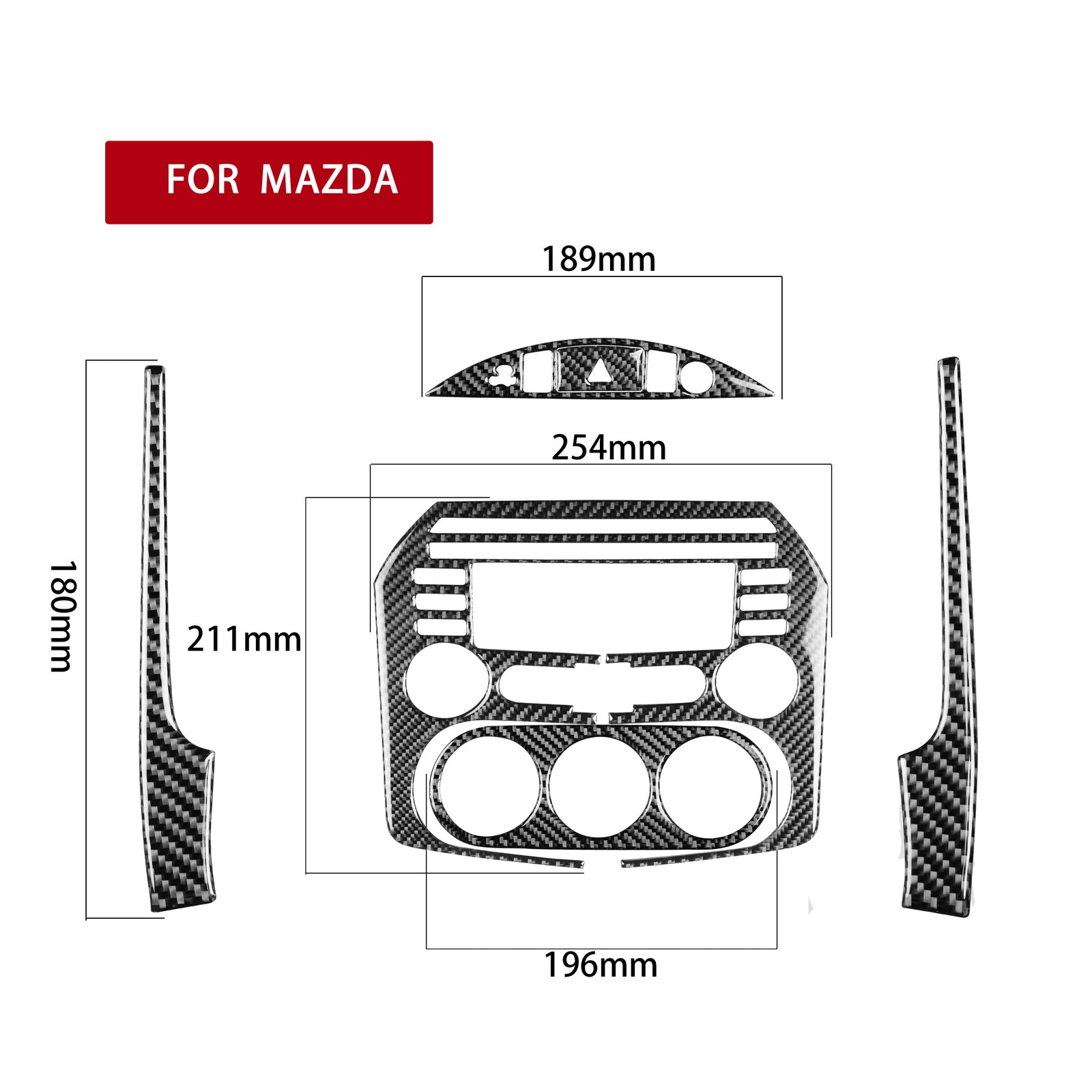 6Pcs Carbon Fiber Interior Central Console Cover Trim for Mazda MX-5 Miata TypeB