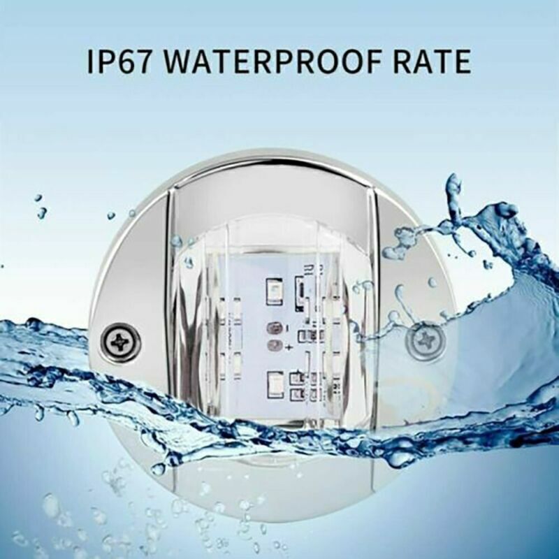 Round Marine Boat LED Courtesy Lights Cabin Deck Stern Light White Amber 12V-24V