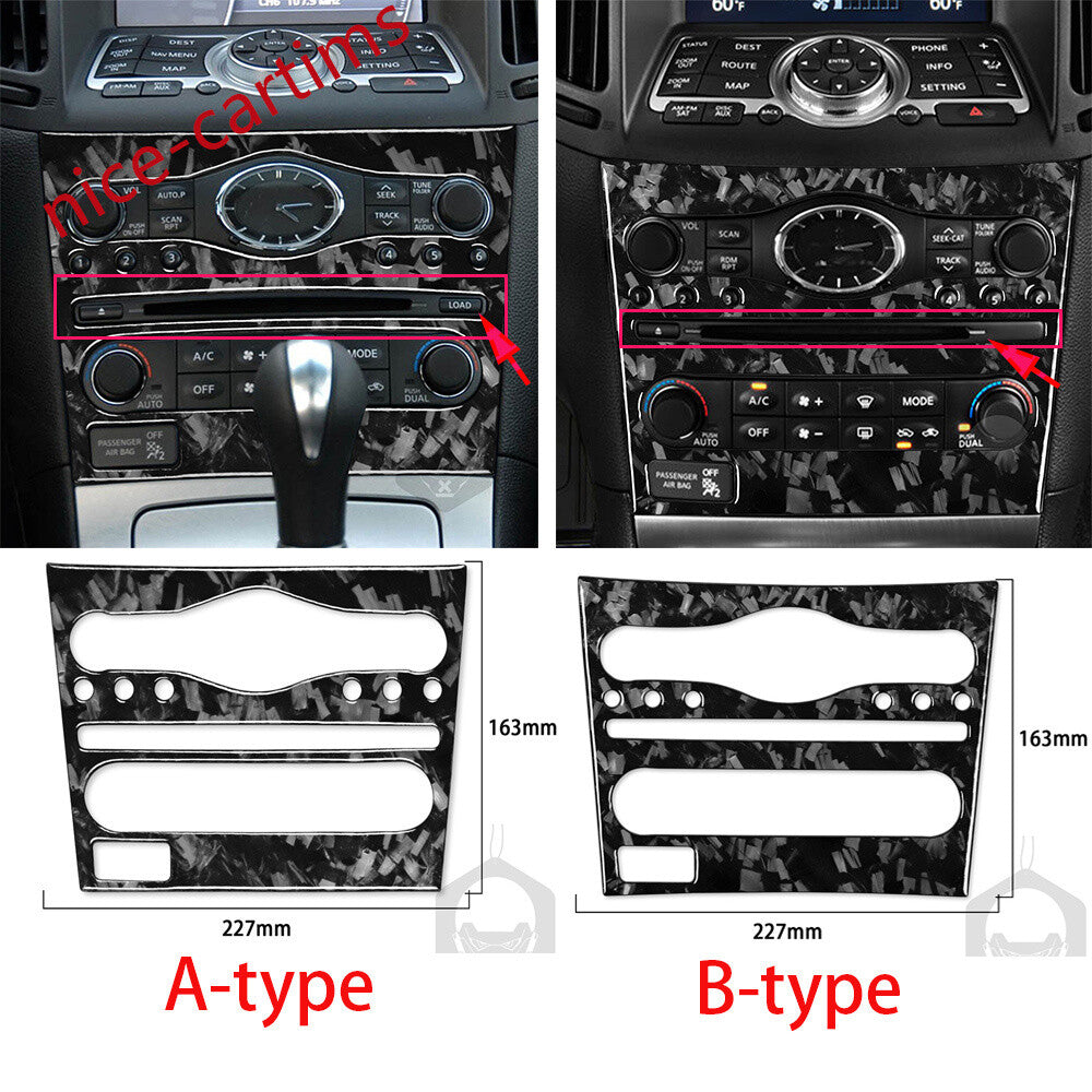 Forged Carbon Fiber Center Console AC CD Trim for Infiniti G37 07-13 G35 G25 Q60