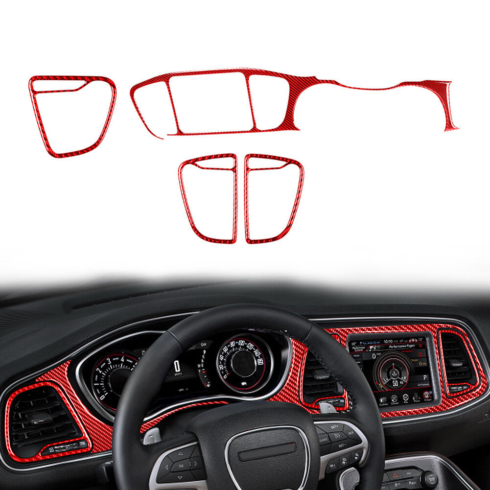 Carbon Fiber Center Console Dashbaord Cover Trim for Dodge for Challenger 2015-24 15