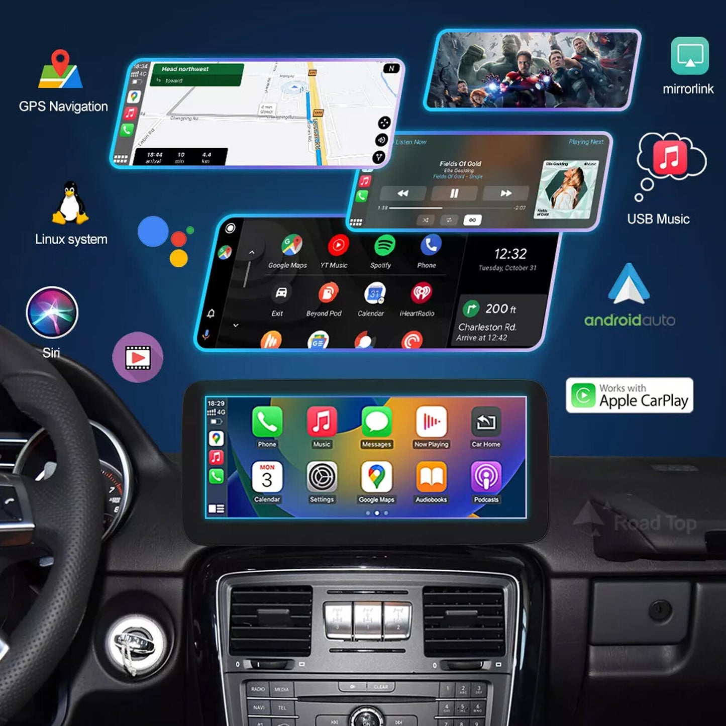12.3 Wireless Android Auto Touch Screen for Benz G Class W463 NTG4.5/5 CarPl4m