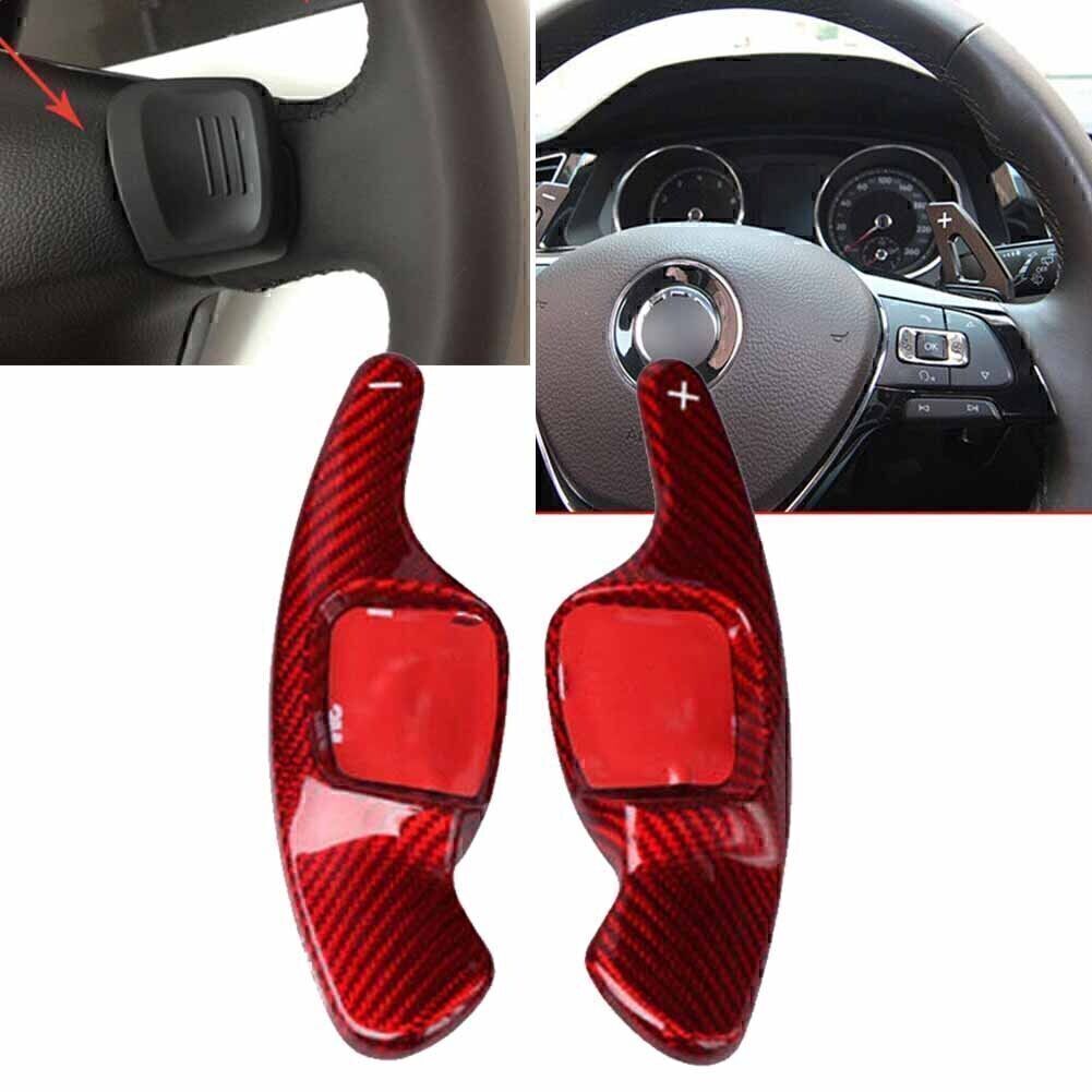 Fit for VW for Tiguan for Golf 7 MK7 for Passat B8 Red Carbon Fiber Steering Wheel Shift Paddle