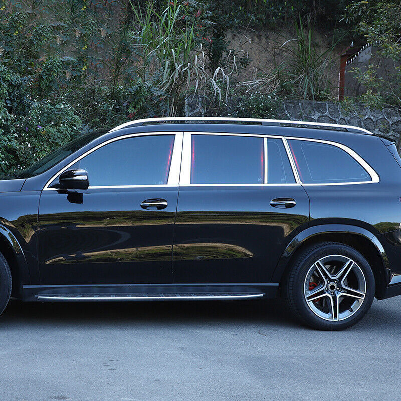 for Benz GLS 2020-2024 Chrome Steel Window Center BC-Pillar Panel Covers Decor