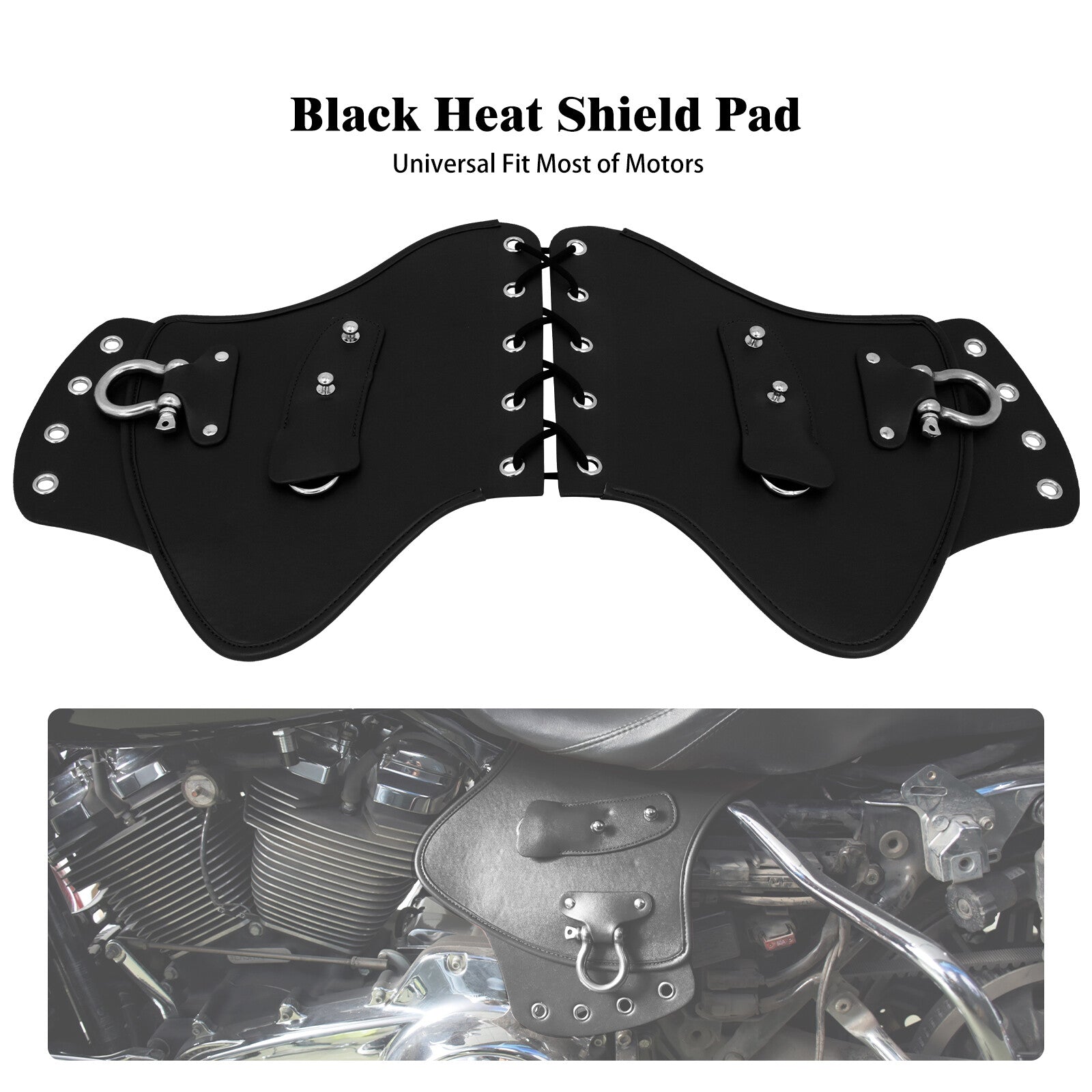 Black PU Leather Heat Saddle Shield Deflector Fits For Most Universal Motorcycle