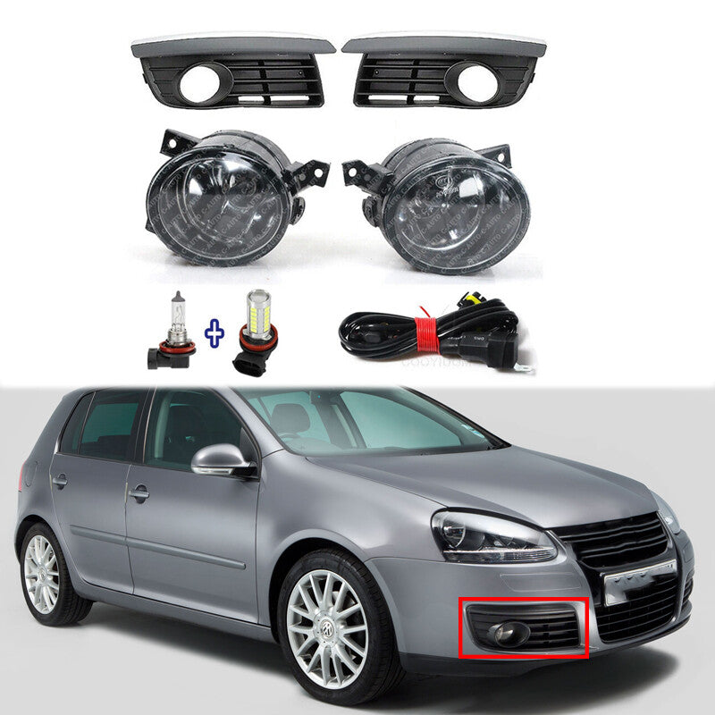 1 Set Front Bumper Fog Lamp Fog Light Cover+Wire For 2006-2011 for VW for Jetta V MK5